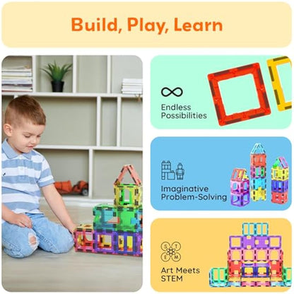 PicassoTiles PT42 Designer Artistry Kit 42pcs Set Magnet Building Tiles Clear Colour Magnetic 3D Building Block - Creativity Beyond Imagination! Educational, Inspirational, Conventional, Recreational