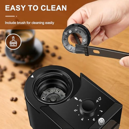 Electric Burr Coffee Grinder,Adjustable Coffee Grinder with 28 Precise Grind Setting for French Press, Drip Coffee and Espresso,12 Cups (Black)