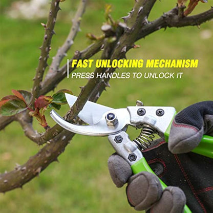 WORKPRO 8-Piece Garden Tools Set, Stainless Steel Hand Tools with Wooden Handle, Including Gloves, Trowel, Weeder, Hand fork, Hand Rake, Transplanter, Pruner and Garden Tote