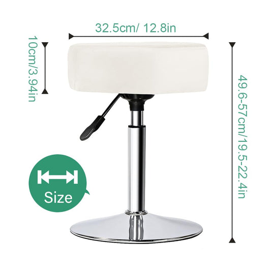 FURWOO Hexagon Beauty Stool with Velvet Cushion Height Adjustable Makeup Stool for Dressing Table SmallWhite