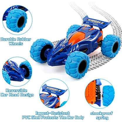m zimoon Monster Truck Toys, 2pcs Pull Back Cars Inertia Friction Powered Car 360°Rotating Stunt Dragon Push and Go Vehicles Toys Christmas Birthday Gifts for 3-7 Years Old Boys Girls(Blue, Black)