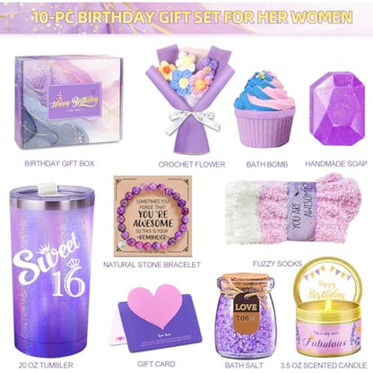 Awfrky 16th Birthday Gifts Girl, Sweet 16 Gifts for Girls, 16 Year Old Gift for Girls, Happy 16th Birthday Hampers for Her Daughter Sister Niece Granddaughter Best Friends, Girl Presents