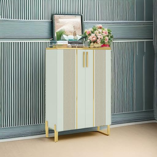 Tribesigns Shoe Cabinet with Doors, 6-Tier Shoe Storage Cabinet with Adjustable Shelves, Wooden Shoes Rack Shoe Storage Organizer for Entryway