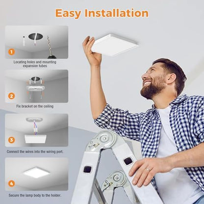 slochi 4Pack LED Ceiling Light, 3000K/4000K/6500K 3 Color Temperature, IP54 Waterproof Bathroom Light, Modern Square LED Ceiling Lamp for Bedroom, Kitchen, Hallway, Outside Porch and More