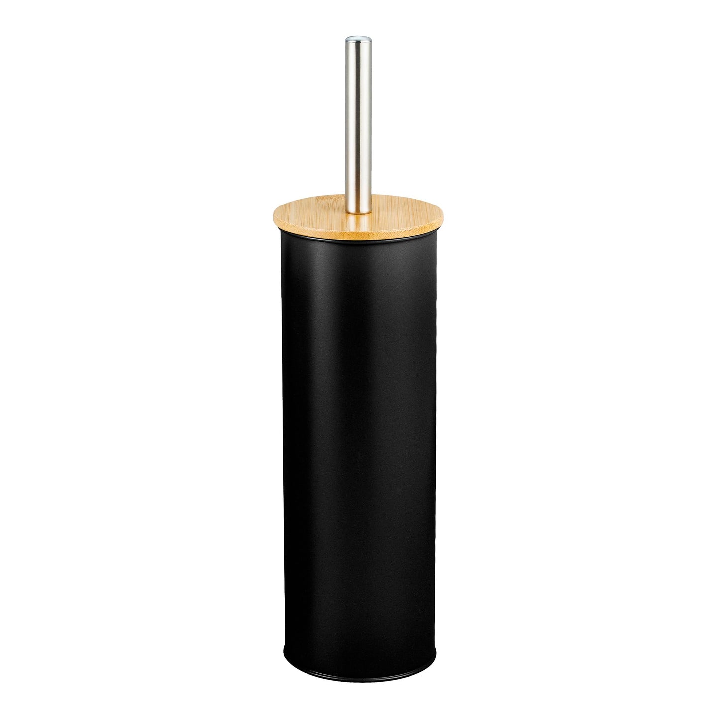 Amig - Naturline Toilet Brush Holder - ?95 x 38 cm - Steel and Bamboo - Black - Modern and Long-Lasting Bathroom Brush - Minimalist Style with a