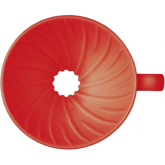 Hario V60 Ceramic Coffee Dripper | V-Shaped Cone Coffee Dripper With Heat Retention, Red, Size 02