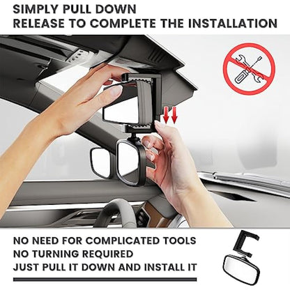 Car Mirror Baby Rear View, 360° Rotatable Rear View Mirror, Spring-Loaded Mounting, Glass Mirror, Car Seat Mirrorfor Rear Seat Safety (12.9 * 6.5cm)