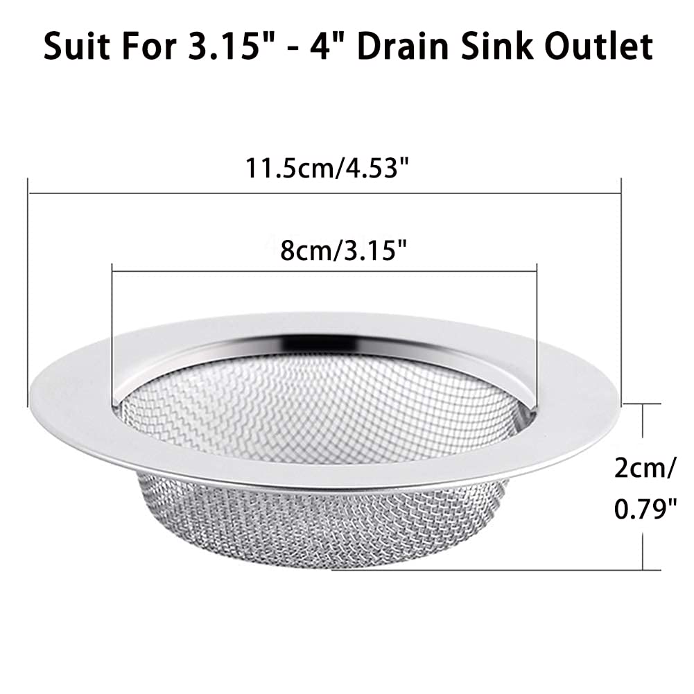 Stainless Steel Bathroom Shower Hair Filter Catcher Drain Cover Kitchen Sink Plug Strainer Hole Cover (Pack of 2)