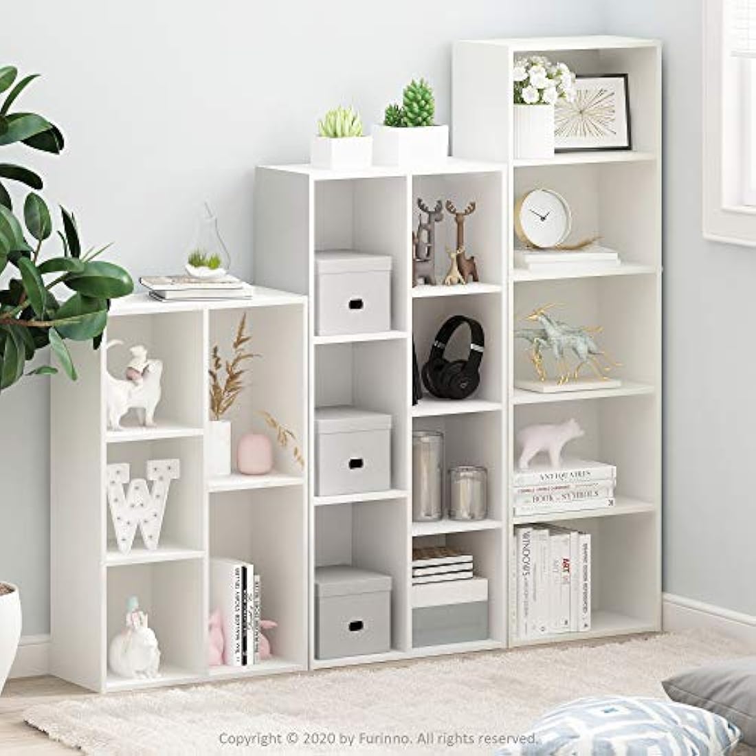 Furinno Luder 7-Cube Reversible Open Shelf, White