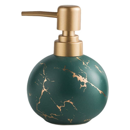 Gold Soap Dispenser, Cute Marble Round Ceramic Lotion BottleDark Green