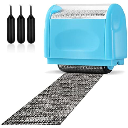 Lindastas Address Blocker Wide Roller Stamp - Confidential Data Defender With 3-Pack Refills for Anti Theft and Privacy Safety (Blue Stamp + 3 Refills)