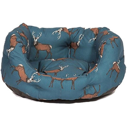 Danish Design Teal Woodland Stag Machine Washable Deep Filled Dog/Puppy Slumber Bed 35 Inch