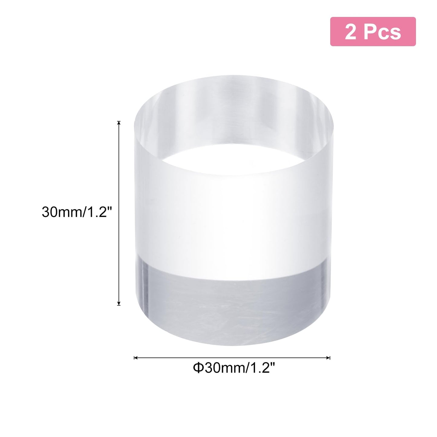 sourcing map 2pcs Acrylic Cylinder Display Blocks, 30 x 30 mm/1.2" x 1.2" Clear Jewelry Display Base Polished Cube Riser Stand Display Holder Base