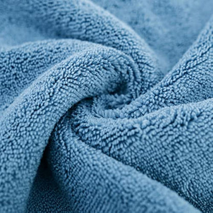 POLYTE Plush Quick Dry Lint Free Microfibre Bath Towel Set, 6 Pieces (Blue)