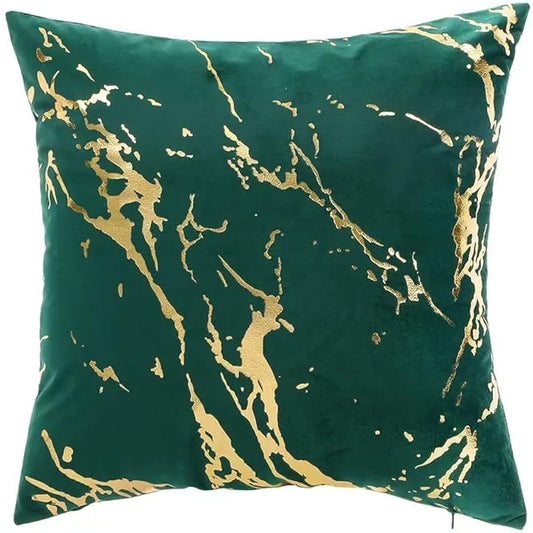 RKAAS HOME Pack of 2 Super Soft Decorative Luxurious Dutch Velvet Square Cushion Covers for Living Room Sofa Couch Bed 45cm x 45cm 18x18 Inches (Pack of 2 - Marble Pattern Green)