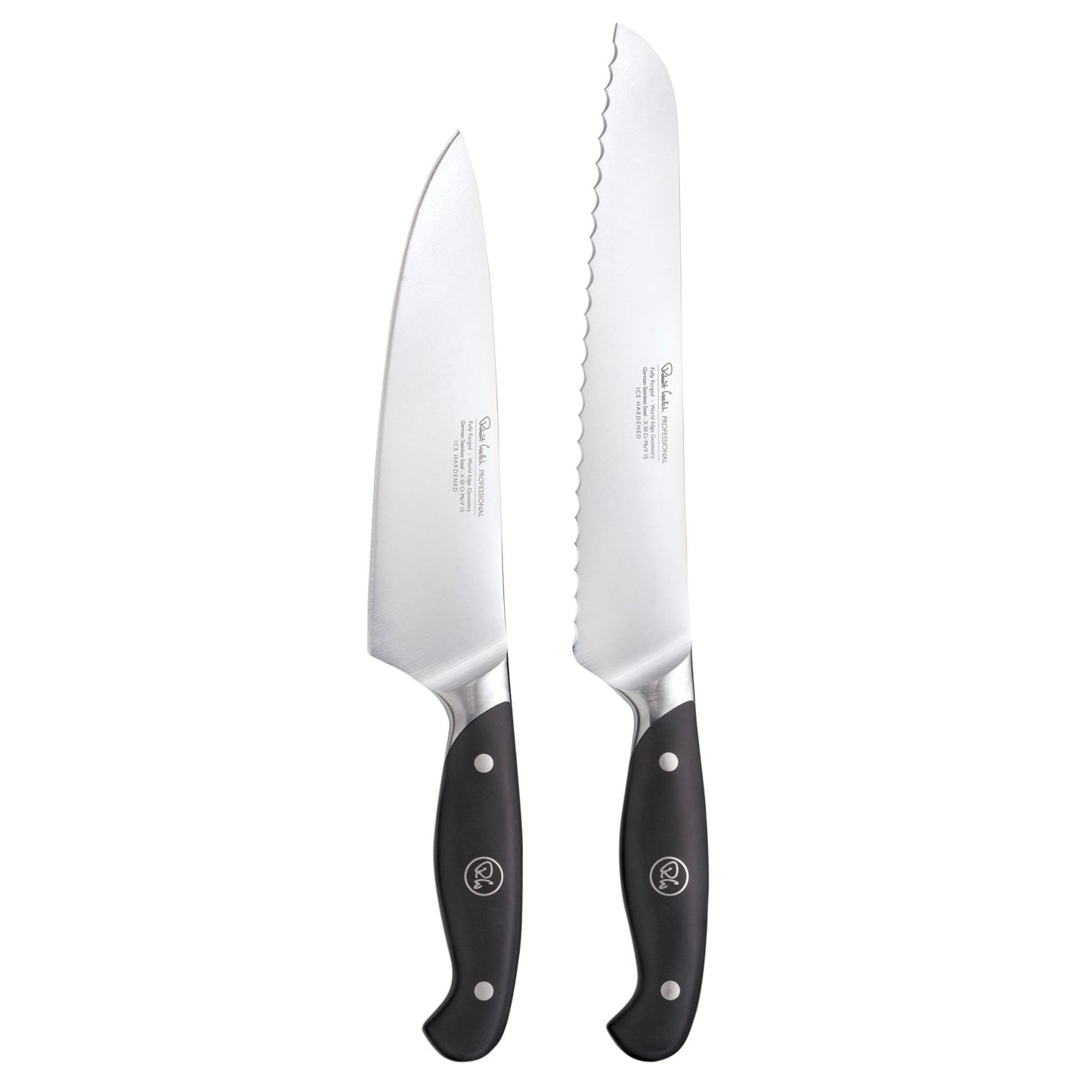 Robert Welch Professional Essential Knife Set, 2 Piece. Crafted from German 1.4116 Stainless Steel. Bread Knife 22cm/8.5", Chef's Knife 18cm/7.5".