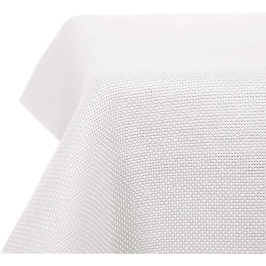 Deconovo Christmas Decorations Solid Color Faux Linen Water Resistant Rectangular Table Cover for Birthday Party 55x98in(140x250cm) White