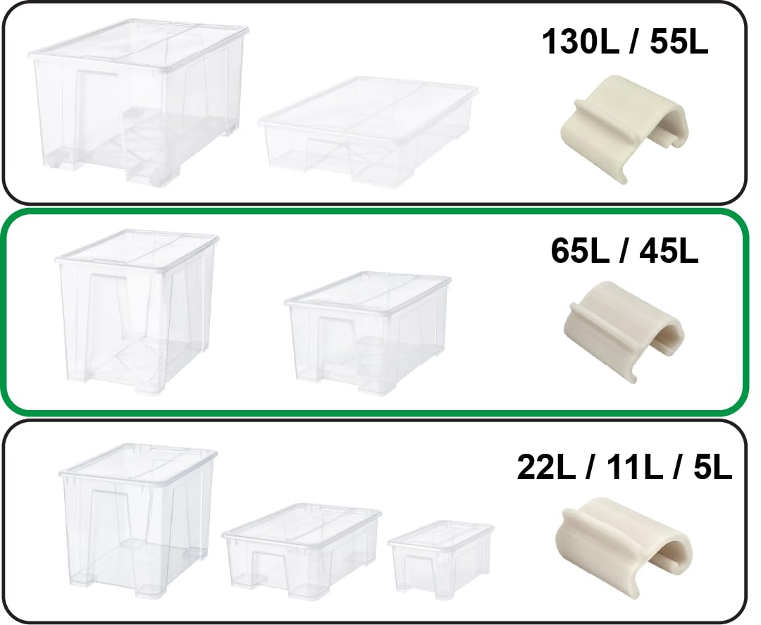 Locking Clips for Samla Box Boxes Rounded Compatible with Ikea-Samla Clips (Pack of 4, 45L/65L)