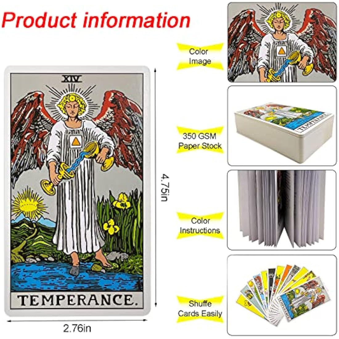 IXIGER Tarot Cards Deck with Guidebook,78 Classic Tarot Cards Deck Standard Size 4.75" x 2.76",Riginal Tarot Card Decks for Beginners and Expert,Future Telling Cards Game.
