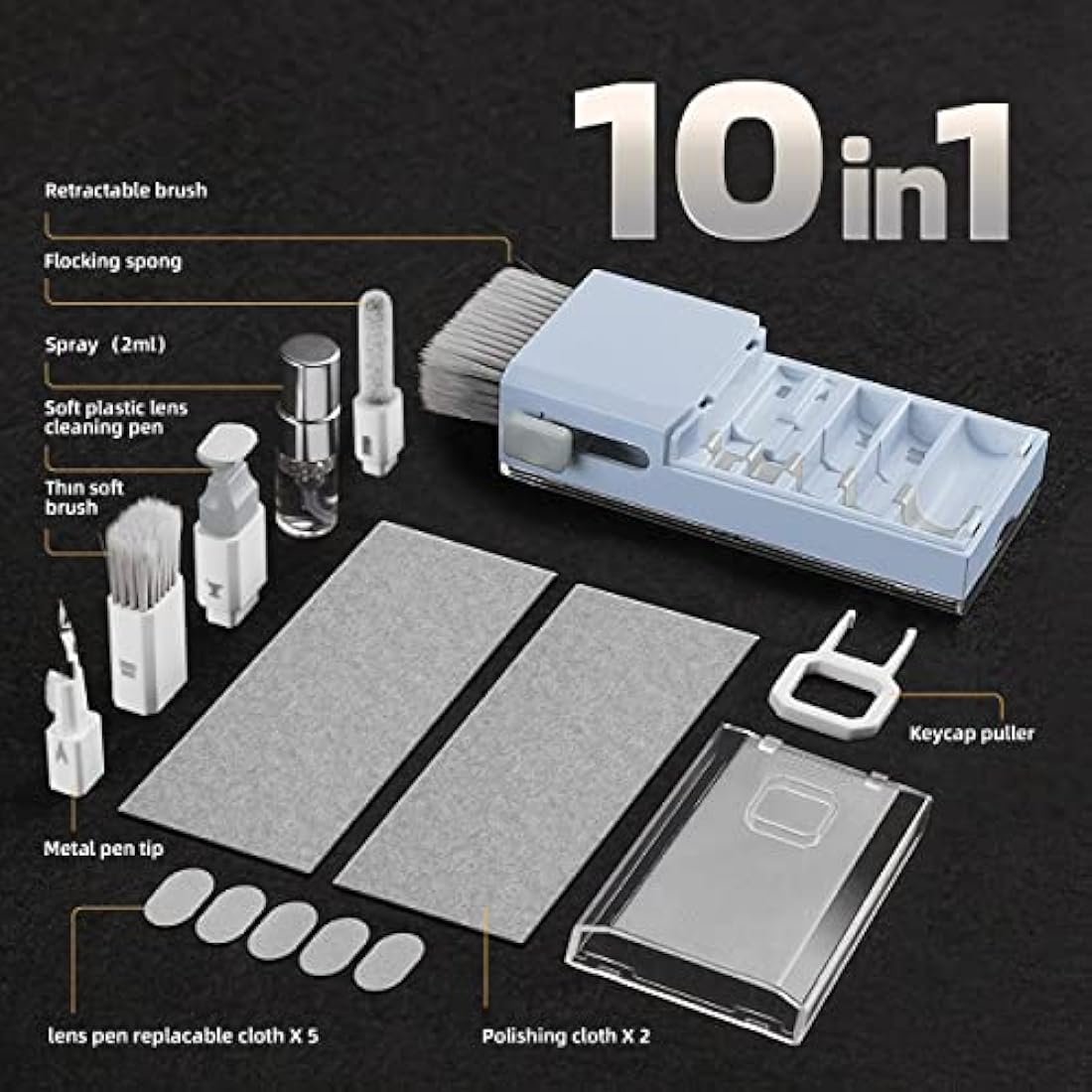Laptop Screen Keyboard Cleaner Kit, Electronics Cleaning kit Tool for MacBook iPad iPhone Pro Cell Phone, Brush Tool for Tablet, Computer, PC Monitor,Camera with Spray with Patent (Morandi Light Blue)