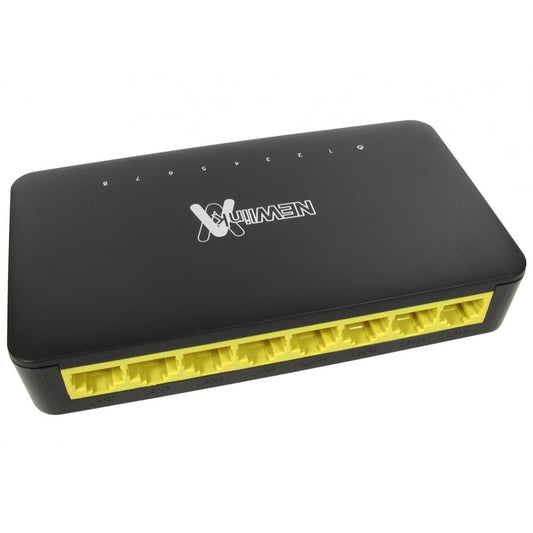 rhinocables - Network Switch Box | 8 Port Connectivity | 10/100/1000 Speed | Plug & Play | LED Indicators | Home & Office Networking | CAT5 CAT6 RJ45
