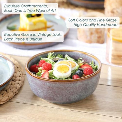 vancasso Playa Dinner Sets for 6 People, 18 Pieces Stoneware Plates and Bowls Set, Scratch Resistant Dinnerware Sets for Everyday Dining, Dishwasher and Microwave Safe, Lavender Blue