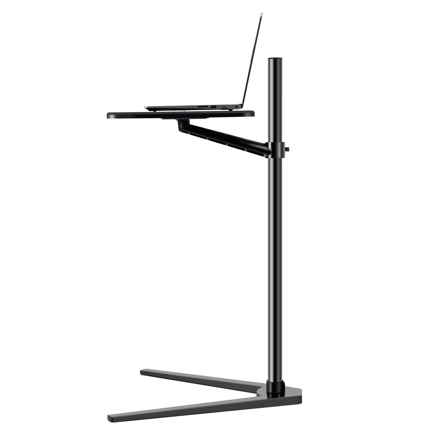 Thingy Club Overbed Table Stand, Height Adjustable Tray Side Table for Bed or Sofa Laptop Desk (Black- Black Board)