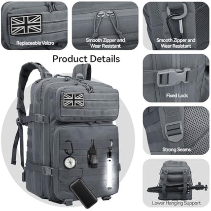 Delgeo 45L Military Tactical Backpacks Molle Army Assault Pack 3 Day Bug Out Bag Hiking Treeking Camouflage Hunting Rucksack