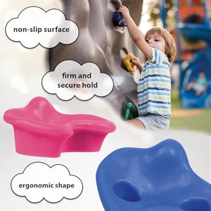 ALPIDEX Children's climbing holds, load capacity up to 200 kg, Mounting material included, different quantities multicolored - 20 pieces