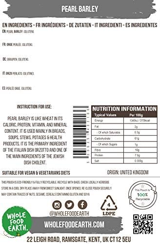 Wholefood Earth Pearl Barley 2 kg | GMO Free | High Fibre