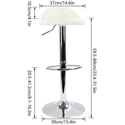 KKTONER PU Leather Round Bar Stool with Back Rest Height Adjustable Swivel Pub Chair Home Kitchen Bar stools Backless Stool with Footrest (White)