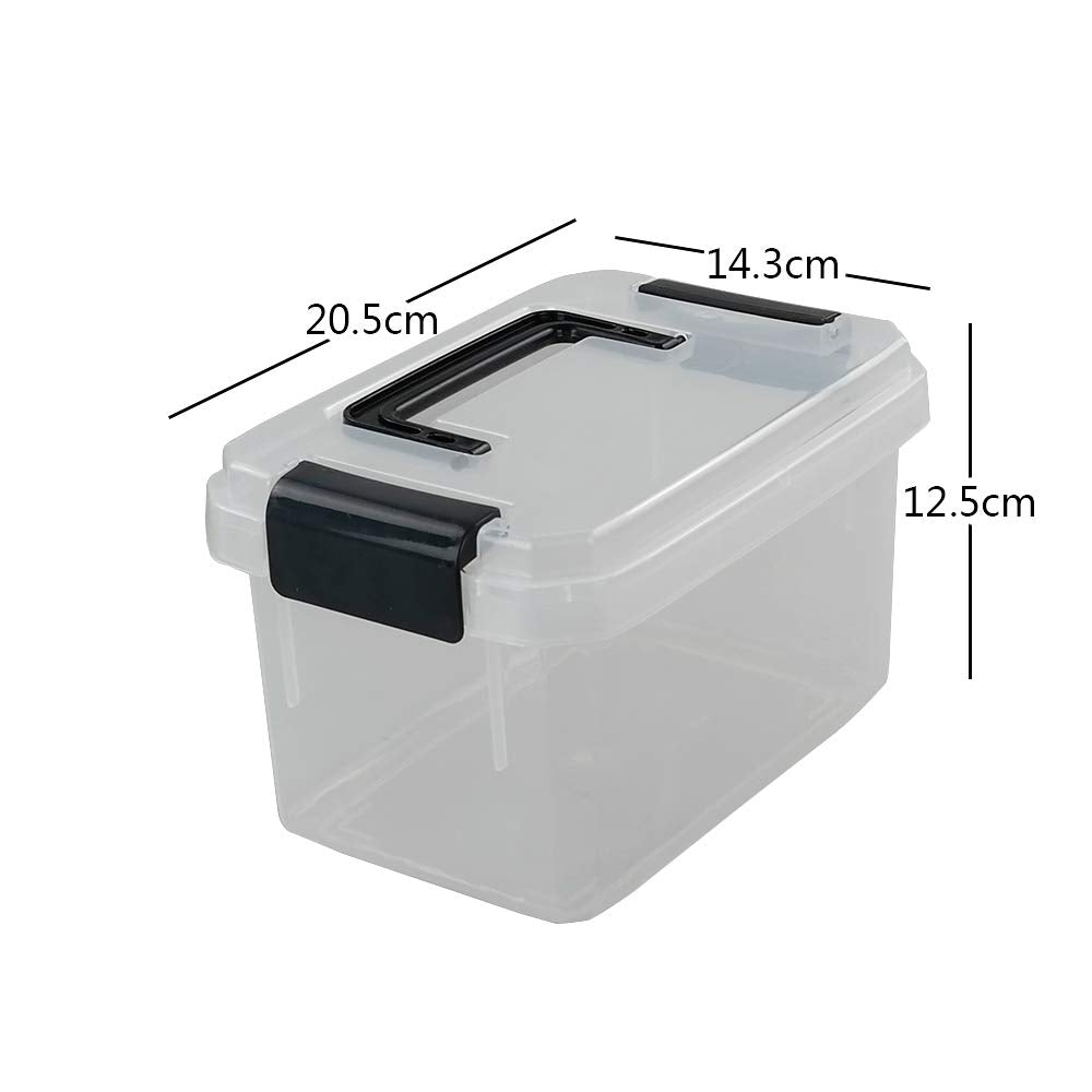 Dehouse 2 L Plastic Mini Storage Latch Box, 4 Packs Clear Storage Box, F