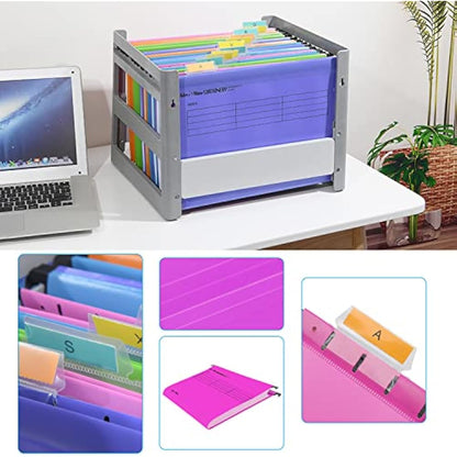 Suspension Files, MerryNine 15PCS Polypropylene Filing Cabinet Suspension Files with Tabs and Card Inserts for School Home Work Office Organization **Check Size Before Ordering ** (Pink, A4)