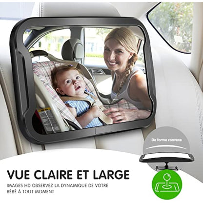 Vinabo Baby Car Mirror, Unbreakable Car Mirror Rear View, 360° Adjustable Rotation Baby Rear Seat Mirror, Safety, Essential for Young Parents