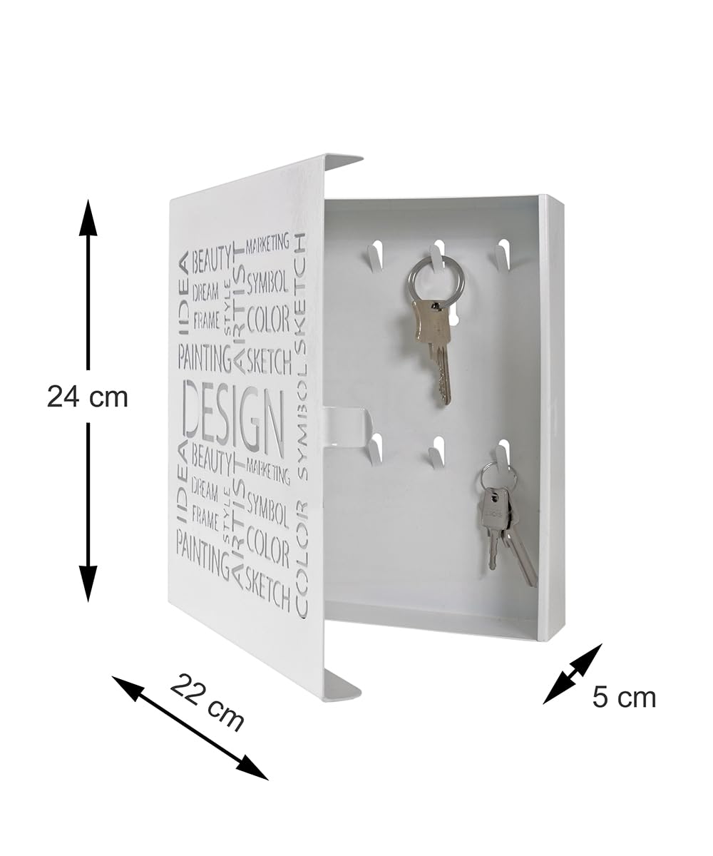 HAKU Key Cabinet key house key organizer key holder keyorganizer white metal - Dimensions: W 22 cm x H 24 cm x D 5 cm Style: Modern