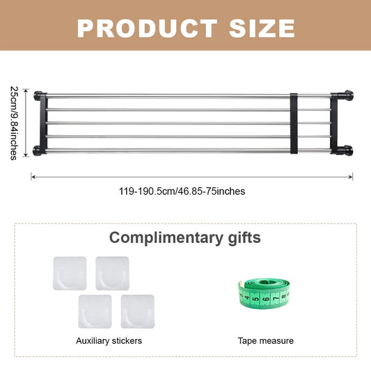 Hershii Expandable Closet Tension Shelf Rod Adjustable Metal Storage Rack Cabinet Organizer DIY Divider Separator Shelves for Wardrobe Cupboard