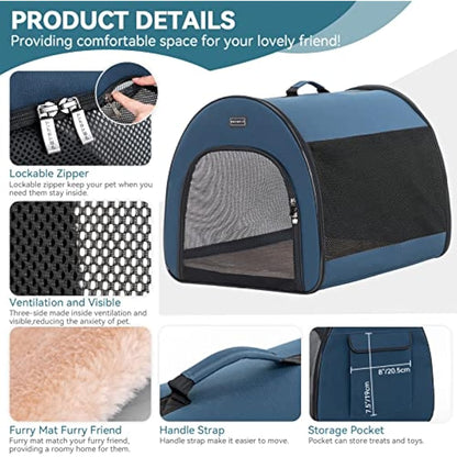 PETSFIT Soft Sided Dog Crate, Travel Dog Kennel - 19 Inch Lightweight, Roomy, Easy to Set Up, Portable Pop Up Dog Carrier Dog Kennel Indoor with Thick Mat, Sturdy Portable Dog Crate Navy Blue