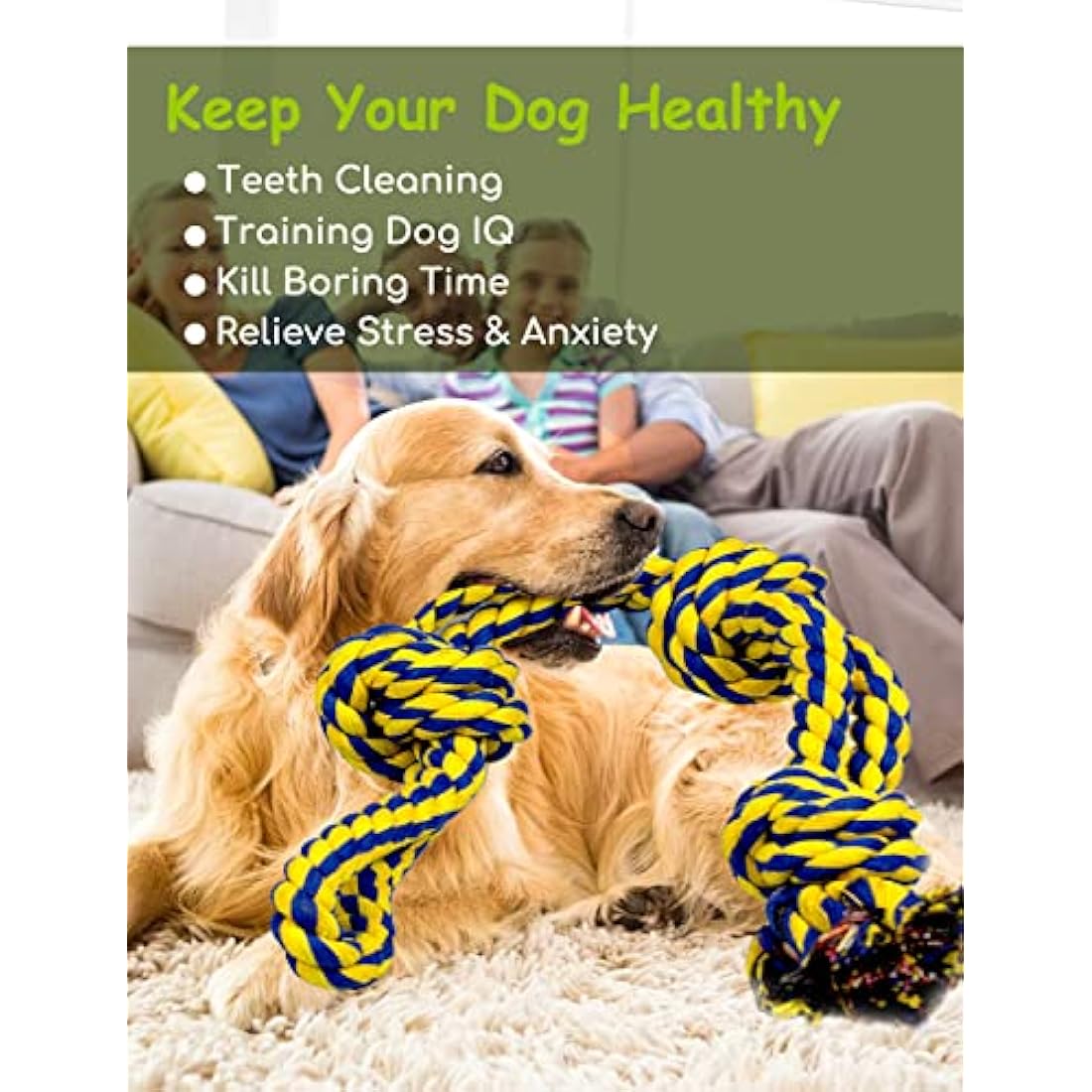 Decyam Dog Rope Toys for Large and Medium Breeds - 2 Pack of Heavy Duty XL Indestructible Dog chew Toys, 100% Cotton Tough Rope Chew Toy