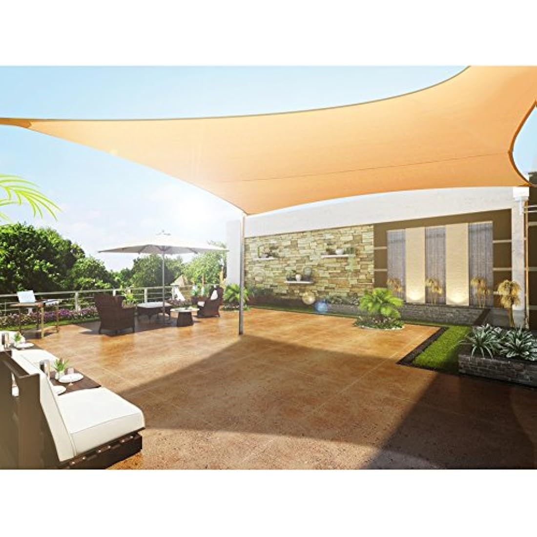 GreenBlue GB Triangle Rectangle Shade Sail Sun UV Protection Garden Canopy Patio Waterproof (Rectangle 4m)