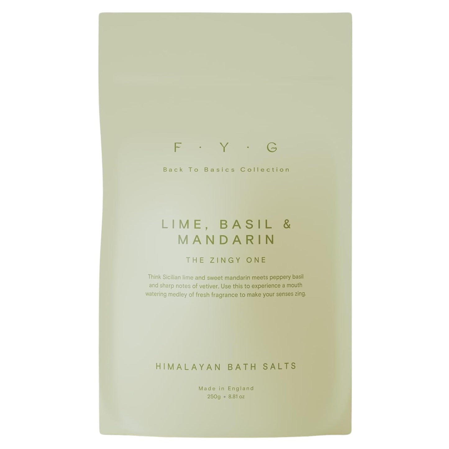 FYG - Himalayan Bath Salts, Lime, Basil & Mandarin - with Basil & Vetiver - Himalayan Pink Salt with Essential Minerals - Soothes Skin & Calms