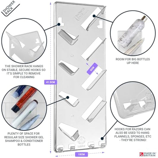 Shower Caddy (2 Pack) - Rustproof, No Drilling, No Suction Cups - Stores & Organises Shampoo, Conditioner and more - Bathroom Storage Rack