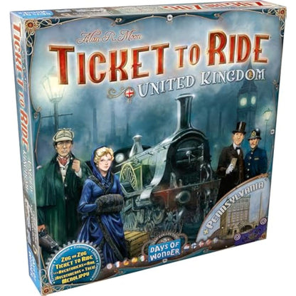 Days of Wonder | Ticket to Ride United Kingdom | Board Game Expansion Only | Ages 8+ | 2-5 Players | 30-60 Minute Playing time