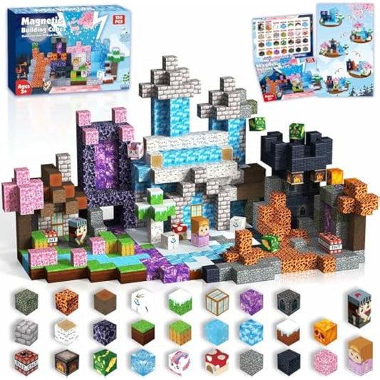 ToyUnited Magnetic Blocks, 150PCS Magnetic Building Blocks Tiles Cubes for Ages 3 4 5 6 7 8 9 10 Boys&Girls, Dark Swordsman Construction Toys STEM Sensory Toys for Kids Birthday Gifts