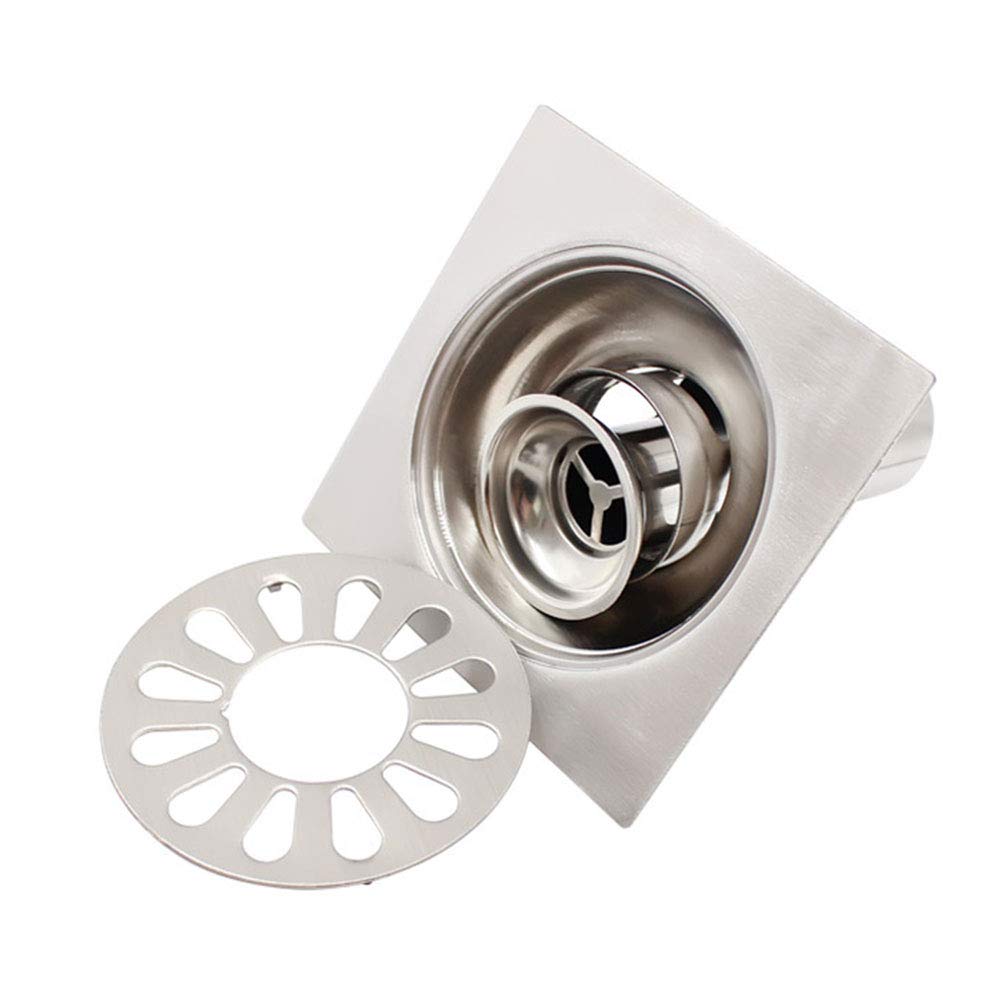 TopHomer Deep Water Floor Drain, 100 x 100mm Round Shower Strainer Stainless Steel Anti-odor Insert Floor Drain for Bathroom, Toilet and Kitchen