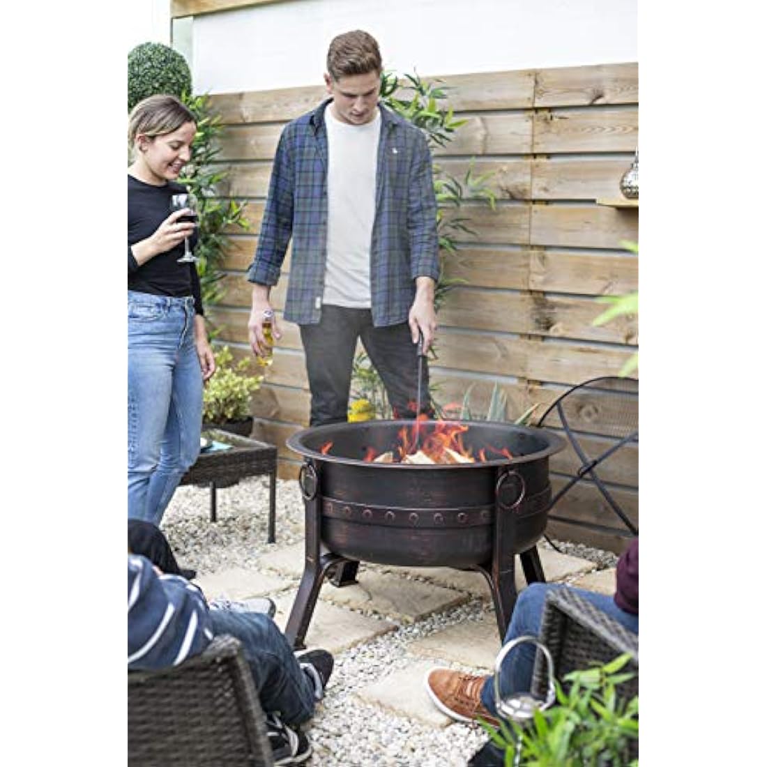La Hacienda 58528 Brava Large Deep Bowl Firepit, Bronze Effect