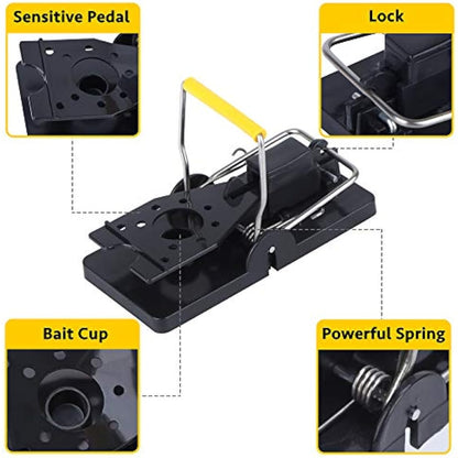 Trisiki Mouse Trap, 4 Pack Heavy Duty Reusable Snap Traps that Kill Instantly, High Sensitive Mice Catcher UK, Safe and Effective Rodent Trap for Indoors and Outdoors, Easy Set-up & Clean
