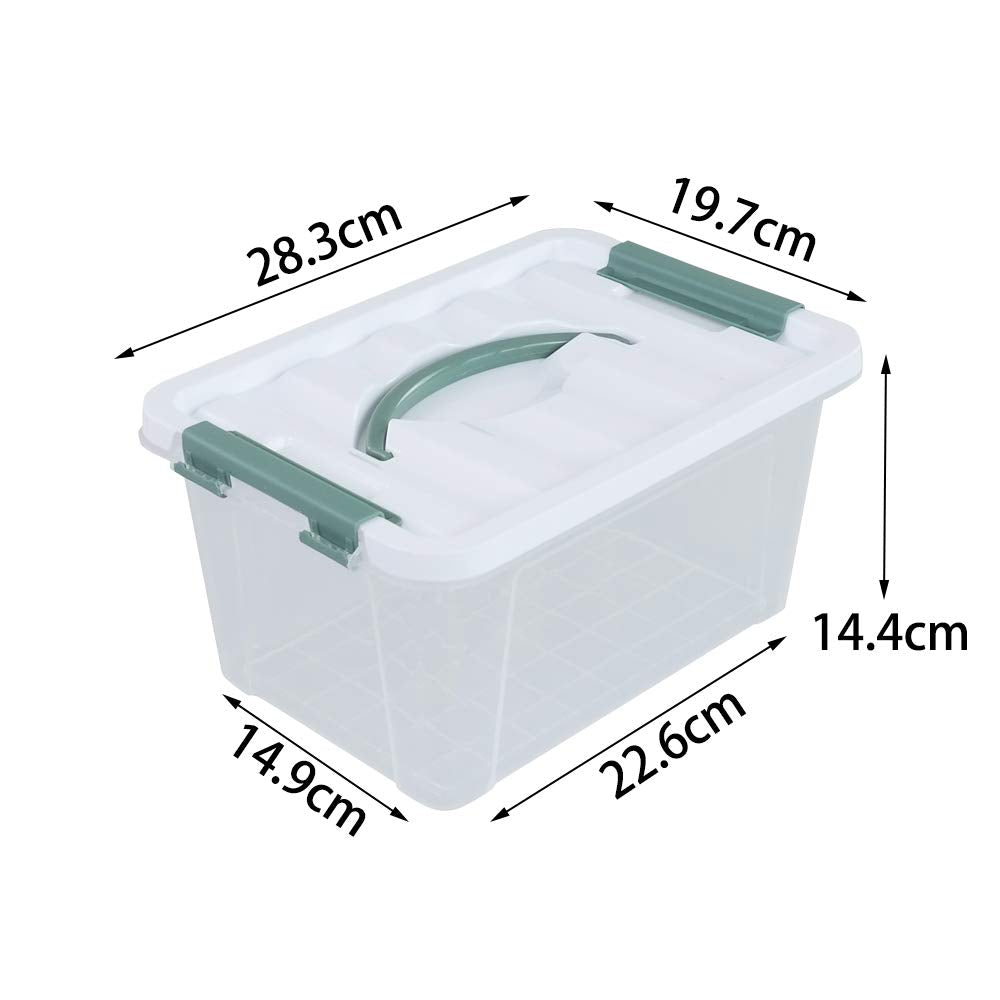 Leendines Set of 6 Clear Storage Boxes with Lid, Plastic Small Boxes, 7 Liters
