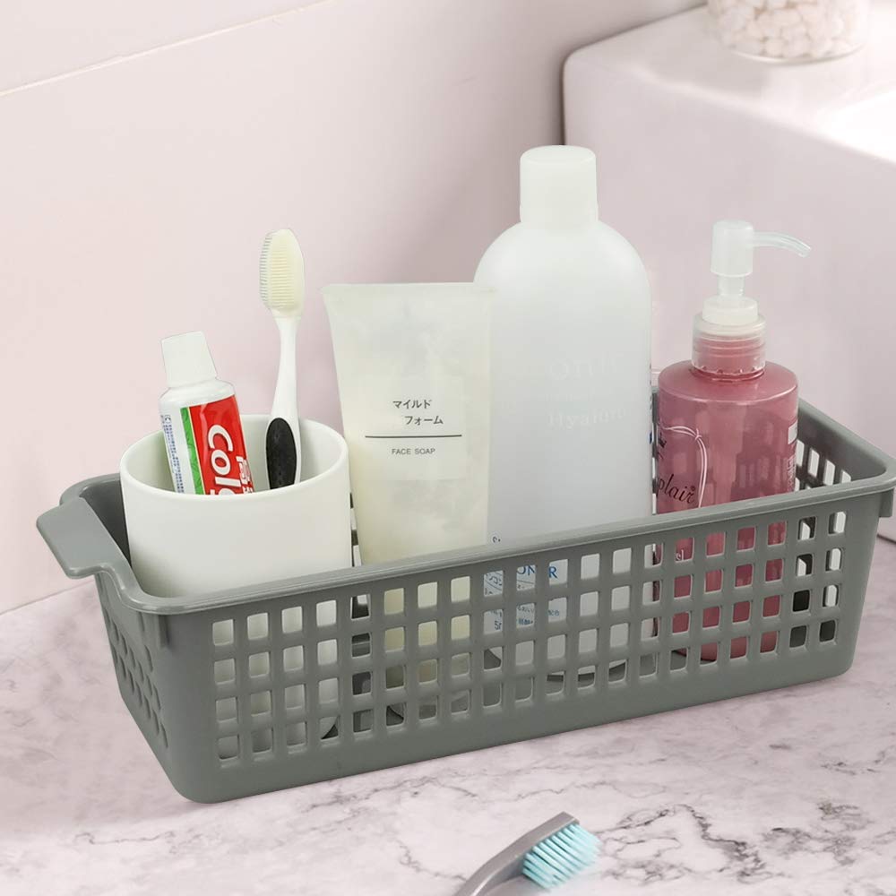 Yarebest 3-pack Small Plastic Storage Basket, Slim Organizer Baskets