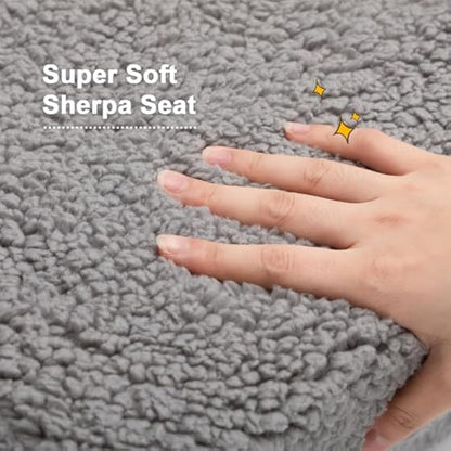 BEJOY Kids Sofa Bed 2-in-1 Flip Out Cuddly Sherpa Toddler Couch Convertible Chair to Lounger Children Sofa Bed Children's Day and Birthday Gift for Girls Boys, Grey