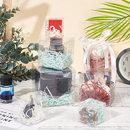 BENECREAT 60PCS 4x4x4cm Clear Cube Wedding Favour Boxes PVC Transparent Cube Gift Boxes for Candy Chocolate Birthday Party